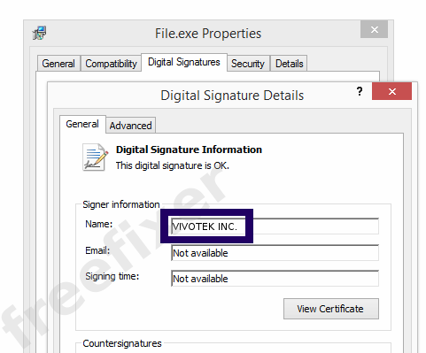 Screenshot of the VIVOTEK INC. certificate